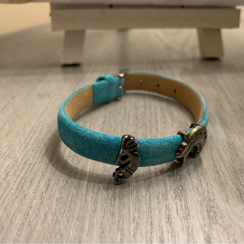 Native American Genuine Leather Bracelet with removable charm accents - Picture 2 of 5